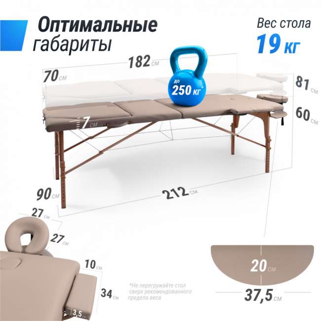 Массажный стол UNIX Med Serenity 3 Section Grey