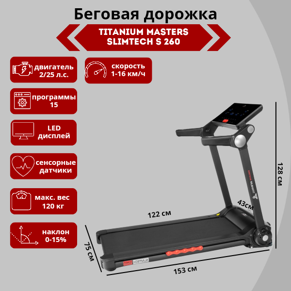 Беговая дорожка Titanium Masters Slimtech S260 Беговая дорожка Titanium Masters Slimtech S260