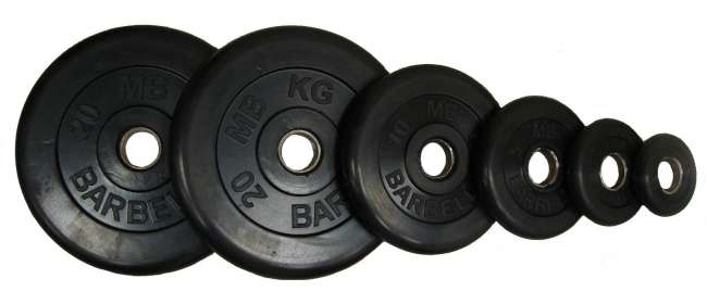 Диски обрезиненные Barbell 31 мм черные, вес от 1,25 до 25 кг в ассортименте Диски обрезиненные Barbell 31 мм черные, вес от 1,25 до 25 кг в ассортименте