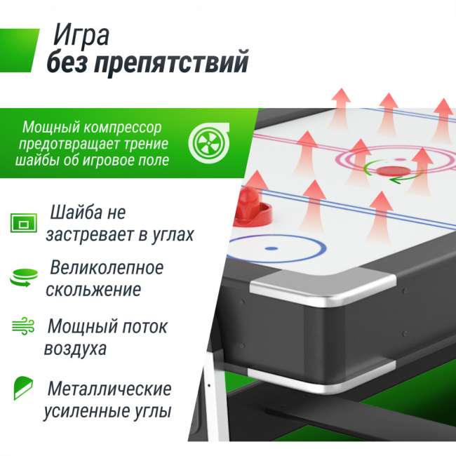 Игровой стол трансформер UNIX Line 4 в 1 (204х112 cм) Black